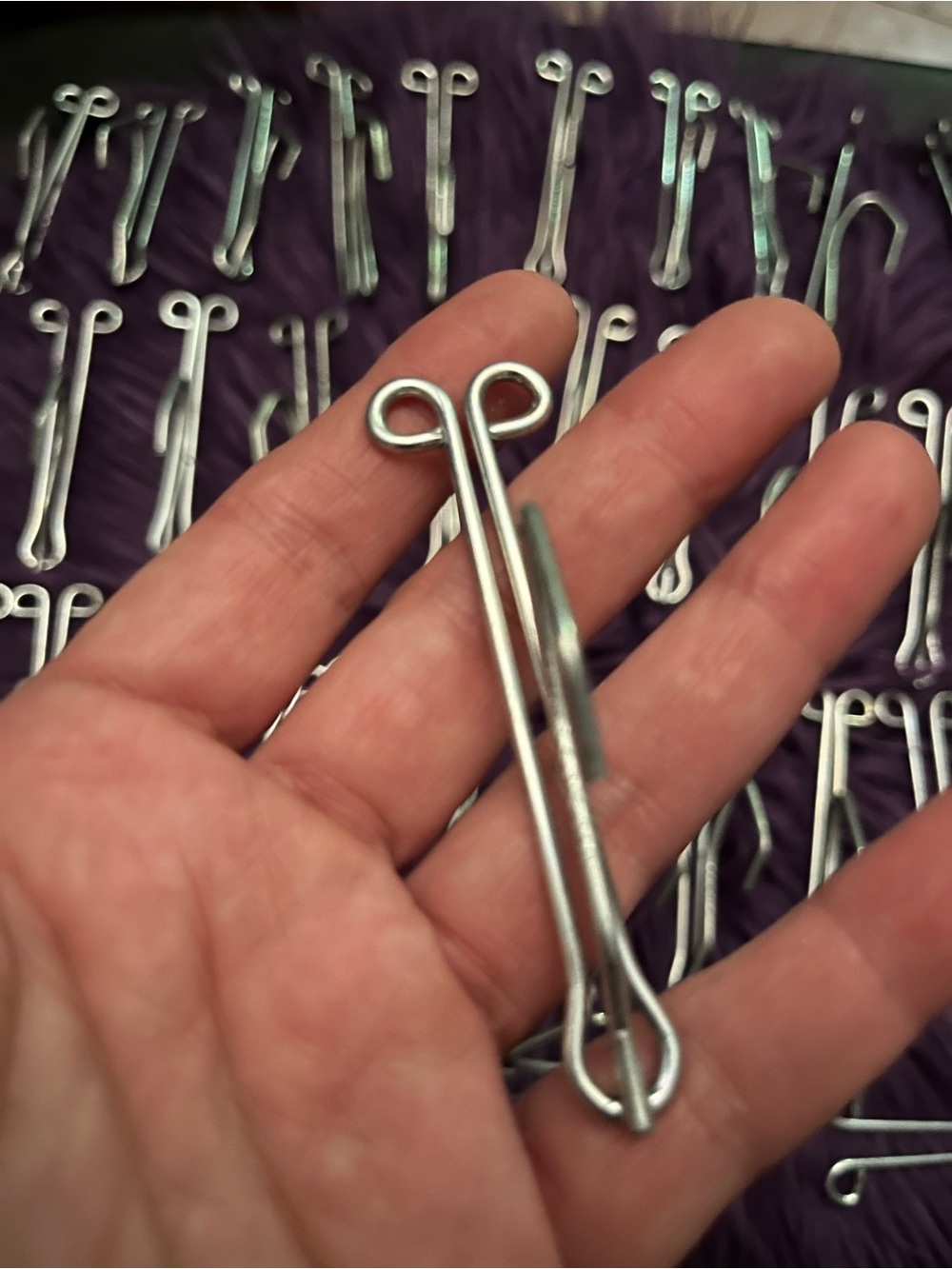 Vintage 45 Silver Metal curtains hooks